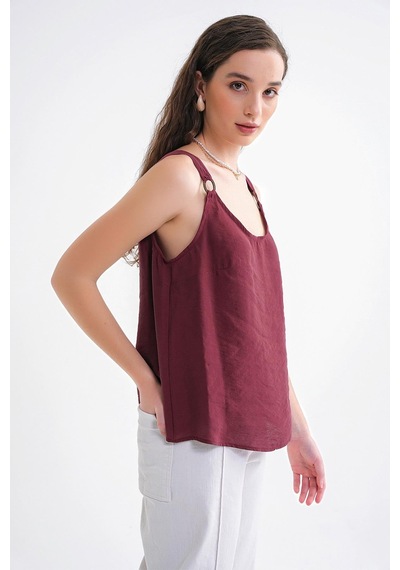Mixray 4666 Kadın Toka Detaylı Modal Bluz Bordo Bordo