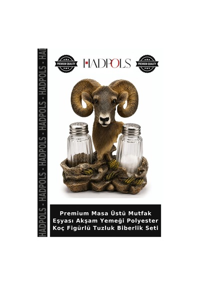 Premium Masa Üstü Mutfak Eşyası Akşam Yemeği Polyester Koç Figürlü Tuzluk Biberlik Seti Çok Renkli