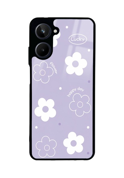 Realme 10 Purple Lucky Happy Day Tasarımlı Glossy Telefon Kılıfı Mor
