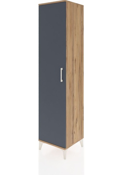 Hyperion Dolap 3 Raflı Tek Kapaklı Tek Askılı 44x44x195 Çam-antrasit Atlas Çam