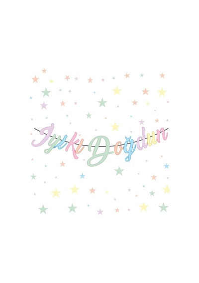 İyi Ki Doğdun Kaligrafi Banner Makaron Renkli 110x20 Cm