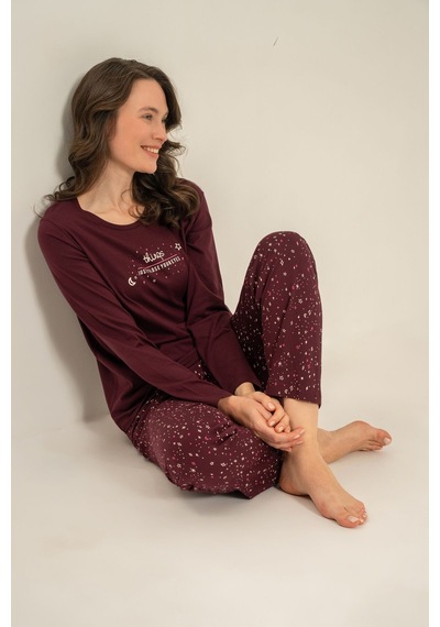 Arnetta Kadın Just Close Your Eyes Mor Uzun Kol Pijama Takım Ar3774-s-v1 Ar3774-s-v1