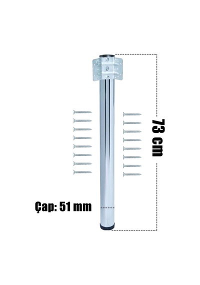 Ademkocplastik Adem Koç Plastik 51'Lik Perçinli Masa Ayağı Krom 73Cm (4'Lü)