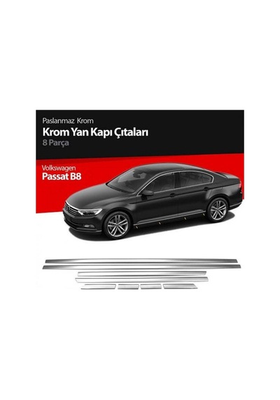 Volkswagen Passat B-8 2015-2018 Krom Yan Kapı Çıtası Paslanmaz Çelik
