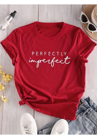 Pamuklu Perfectly Baskılı Oversize T-shirt Kırmızı