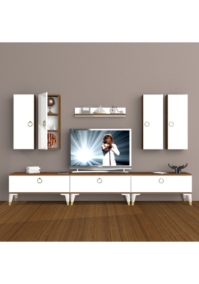 Decoraktiv Eko 8d Mdf Gold Tv Ünitesi Tv Sehpası Ceviz - Beyaz