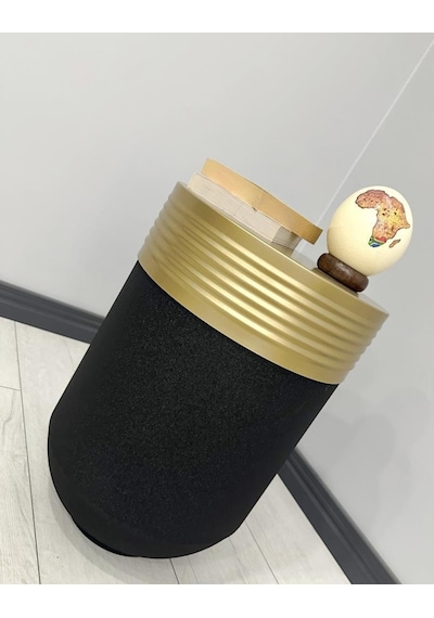 Elegant Dekoratif Eskitme Darbuka Siyah Sehpa 60cm