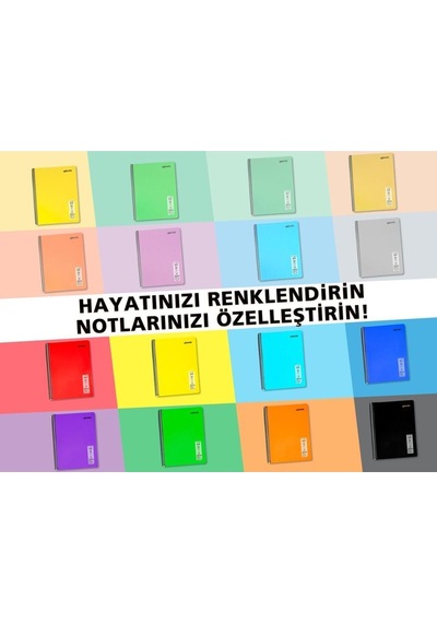Flex Neon A4 Defter 80 Yaprak 4 Kareli 4 Çizgili Defter Seti Çok Renkli