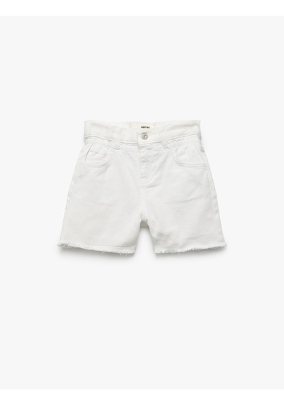 Koton Pamuklu Düğme Ve Cep Detaylı Basic Denim Şort Beyaz 5skg40039ad Beyaz