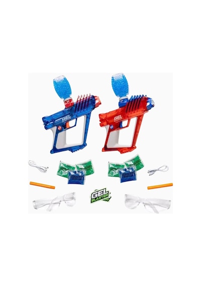 Gel Blaster Nova Double Blast 2 Li Jel Oyuncu Seti, Kırmızı-mavi Nerf, Oyuncak Tabanca