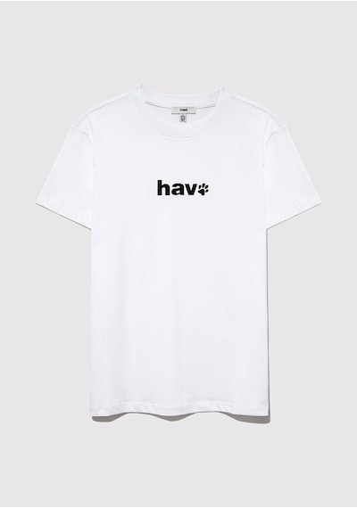 Mavi - Hav Baskılı Beyaz Tişört 1613288-620 Beyaz