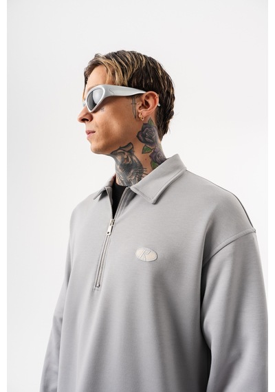 Respire Erkek Yarım Fermuarlı Modal Sweatshirt Gri