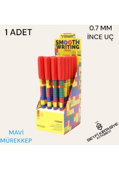 Desenli Gövde Jel Tükenmez Kalem Mavi Mürekkep 0.7 Mm İğne Uç İnceliği 12