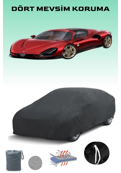 Siyah, Alfa Romeo 33 Stradale, Araba Brandası, Oto Örtüsü, Araba Çadırı Siyah