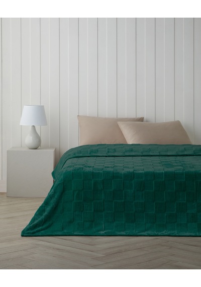 English Home Classic Check Jakarlı Supersoft Tek Kişilik Battaniye 150x200 Cm Koyu Yeşil Koyu Yeşil