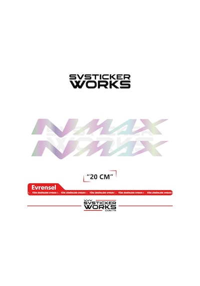 Yamaha Nmax Uyumlu Yazı Sticker Yüksek Kalite Özel Kesim Folyo 2'li Set Hologram
