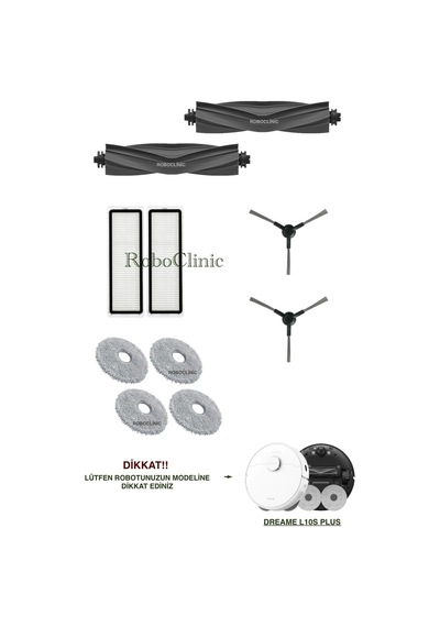 Dreame L10s Plus Robot Süpürge Uyumlu Yedek Ana Fırça,yan Fırça,hepa Filtre,mop Set-10 Parça