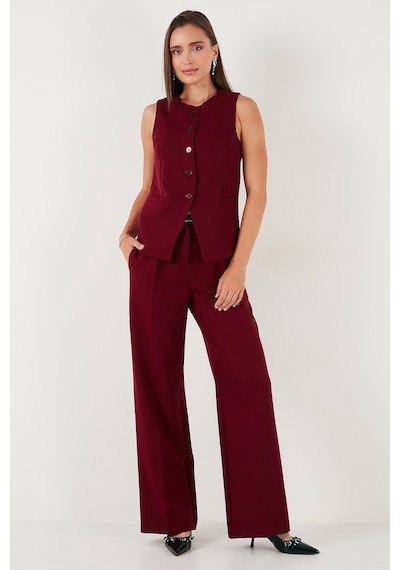 Lela Wide Leg Yüksek Bel Geniş Paça Palazzo Bayan Pantolon 65271262 Bordo
