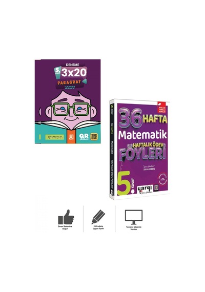 5.sınıf Matematik 36 Haftalık Ödev Föyleri + Paragraf Deneme Seti Bigelio + Yargı Ders Arkadaşım