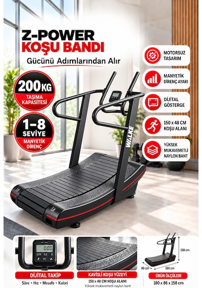 Z-power Kavisli Motorsuz Koşu Bandı Curved Treadmill Runner