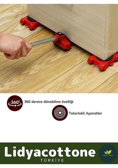 Tekerlekli Mobilya Ağır Beyaz Eşya Kaydırma Aparatı Krikolu Set