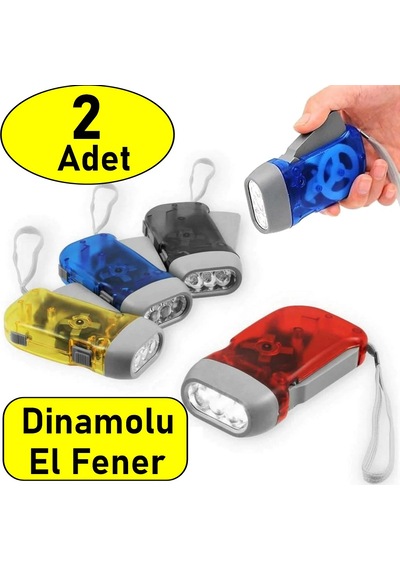 2 Adet Tüm Aileye Deprem İçin Pilsiz Dinamolu 3 Ledli El Feneri D