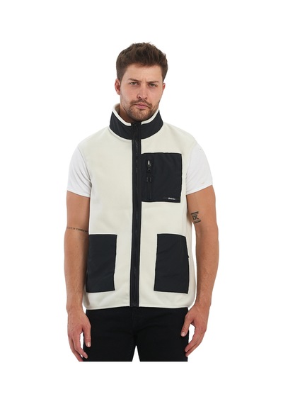 Adams Erkek Polar Kolsuz Çift Renk Yelek 3 Cepli Comfort Fit Ekru