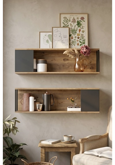 Yurudesign Voyage Duvar Rafı Kitaplık 2'Li Set VG18-A