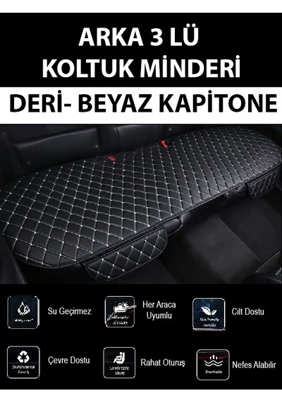 Her Araca Uyumlu Araba Koltuk Minderi 3 Parça Beyaz