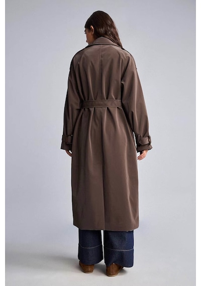 Defacto Regular Fit Kemerli Kruvaze Uzun Trençkot H3947ax26aubn530 Kahve-bn530