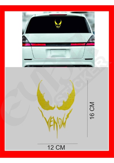 Venom Araba, Motorsiklet, Kask, Laptop,cam Sticker 16x12 Cm Venom Yazılı Gold