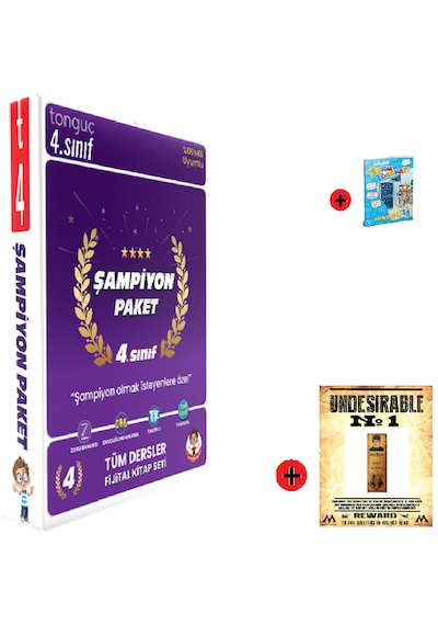 Tonguç Akademi 4. Sınıf Şampiyon Seti En Son Baskı Yeni + Test Kitabı Hediye + Kişiye Özel İsimli Ahşap Harry Potter Kitap Ayracı Hediye