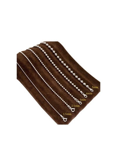 Erkek Gümüş Kolye - 5mm Top Zincir Model 925 Ayar Gümüş Erkek Kolye Zincir 24007980414