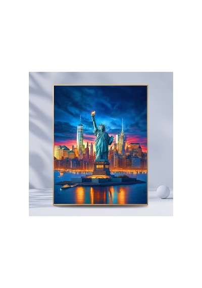 Elmas Boyama Seti - Akrilik Taşlar, New York Özgürlük Heykeli Temalı 30x40 Cm Dıy