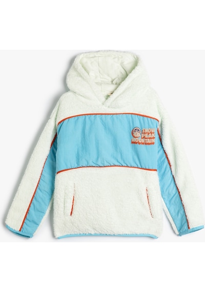 Koton Kapşonlu Peluş Sweat Kayak Temalı Cepli Renk Kontrastlı Ekru 4wkb10445tk 4WKB10445TK010 Ekru