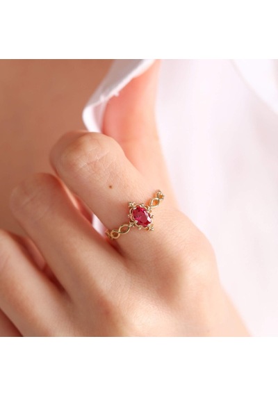Altın Vintage Yüzük 14 Ayar Ruby 536017839
