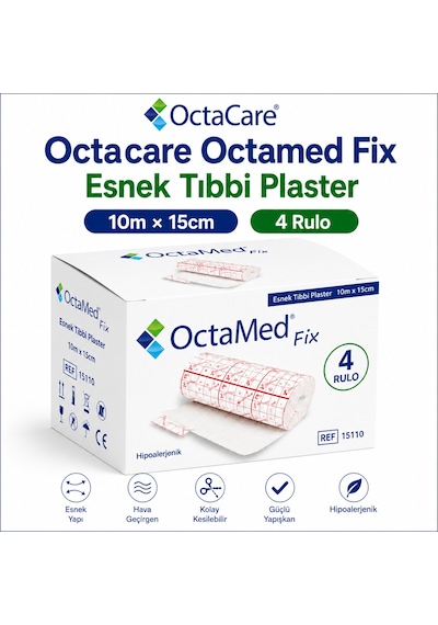 Octacare Octamed Fix Esnek Plaster 10m 15cm 4 Rulo