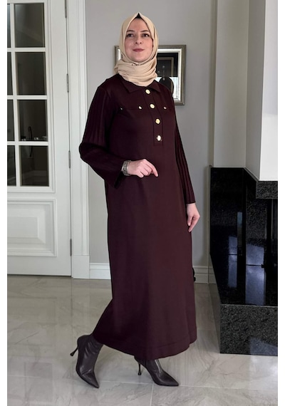 Rabia Şamlı Beste Triko Elbise Acı Kahve Normal