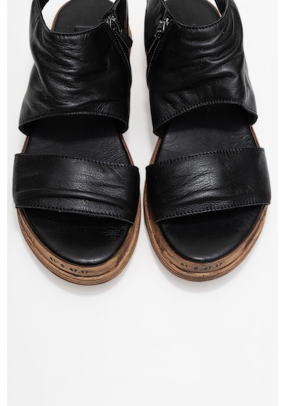 Luvishoes Luvi Shoes Lunas Siyah Hakiki Deri Yandan Fermuarlı Kadın Sandalet Siyah
