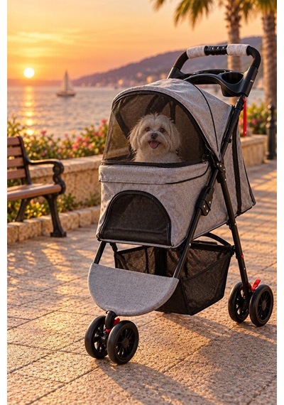 Tiny Kiwipets Kppc-10866 Evcil Hayvan Arabası 15 Kg Taşıma Kapasitesi Katlanabilir Frenli