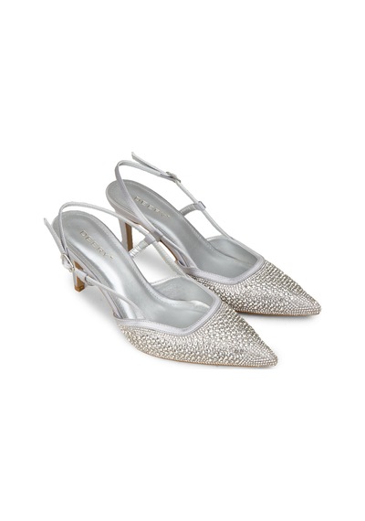 Deery Kadın Taş Detaylı Gümüş Renk Slingback Stiletto - Rd140zgmsm01 Gümüş