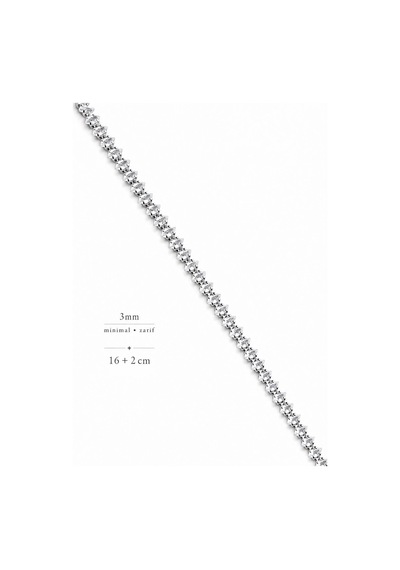 3mm Markiz Su Yolu Bileklik 16+2cm Gümüş