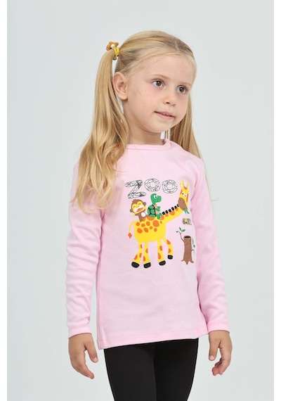 Toontoy Kız Çocuk Zürafa Baskılı Sweatshirt Pembe