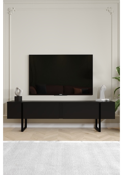 Serenity Metal Ayaklı Tv Ünitesi 180 Cm - Siyah Siyah