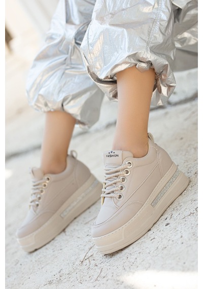 Granes Kadın Bej Gizli Topuk Sneaker Bej