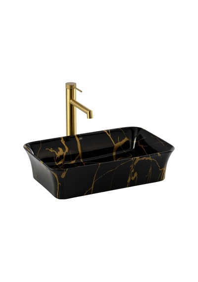 Lena - Tezgah Üstü Porselen Lavabo Mermer Desenli Outlet - Eh-4680m7- Diğer