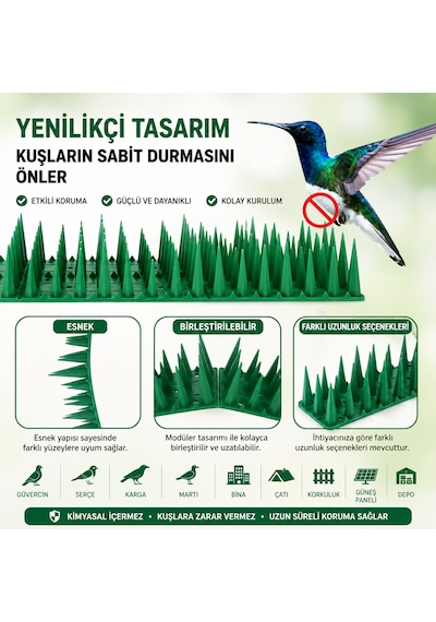 Kuş Kondurmaz Diken 50x3,5cm 12'li Paket Toplam 6 Metre