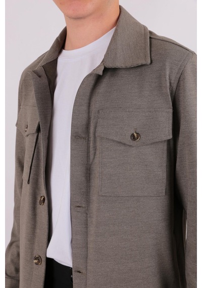 Twın Lıon Twin Lıon 1033 Slimfit Dış Gömlek Mont Haki