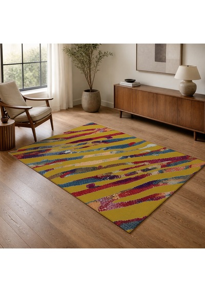 Kartela Halı Aira Halı Kaymaz Taban Makinede Yıkanabilir Halı Hardal Sarısı - 200 X 300 Cm