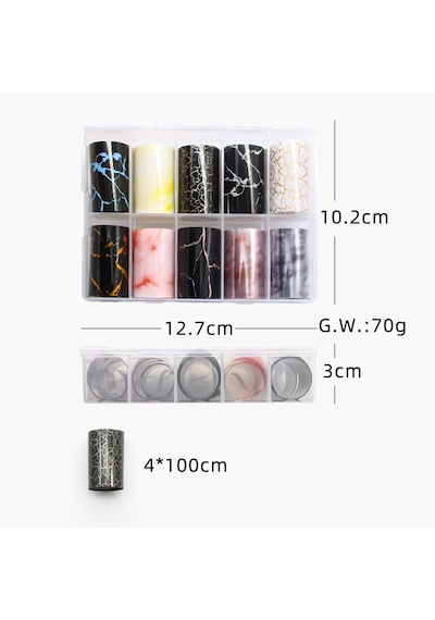 10lu Tırnak Süsleme Folyosu Granit Mermer Dizayn Nail Art Transfer Folyo